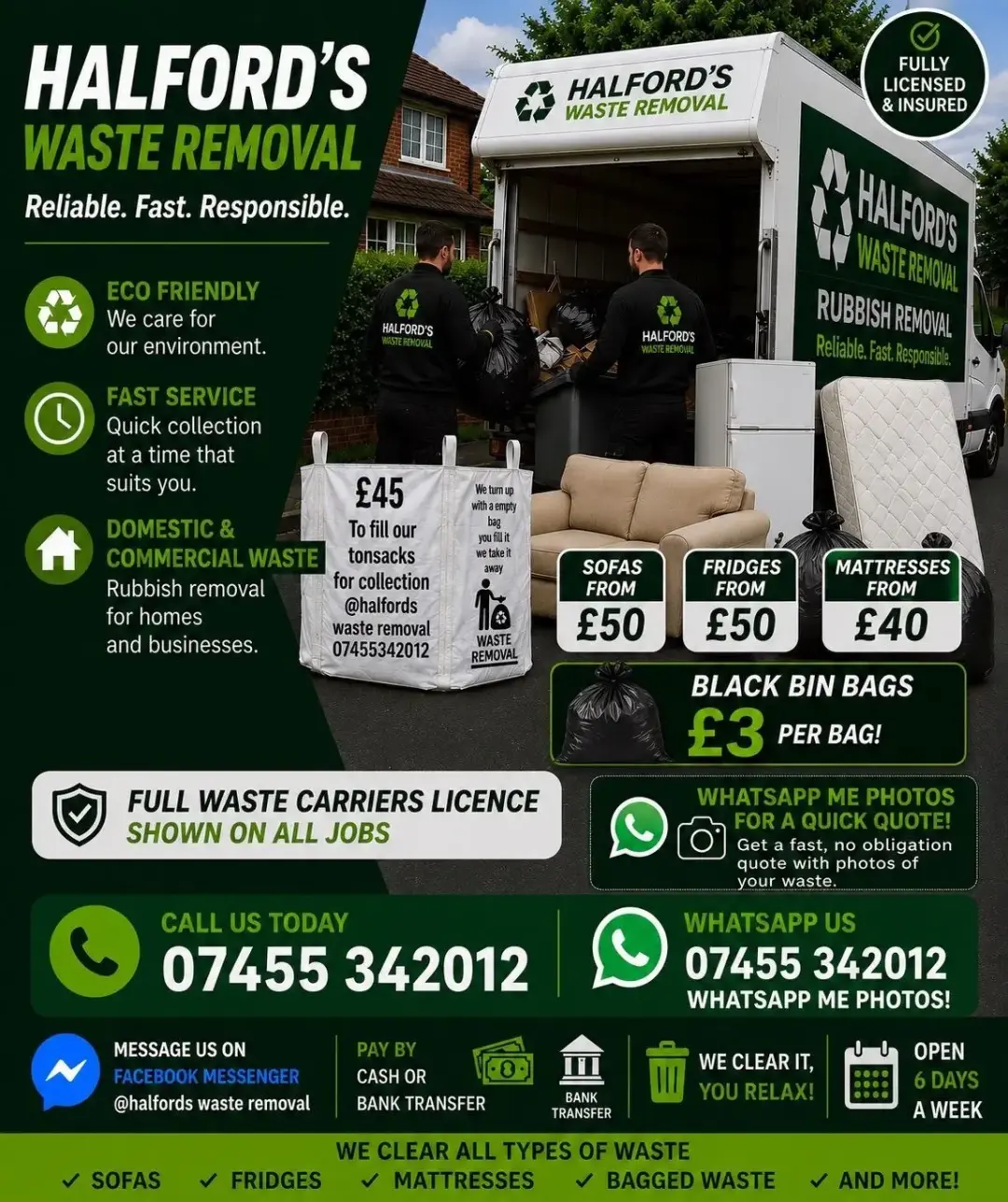 Halfords Waste Removal prices and quick quote information